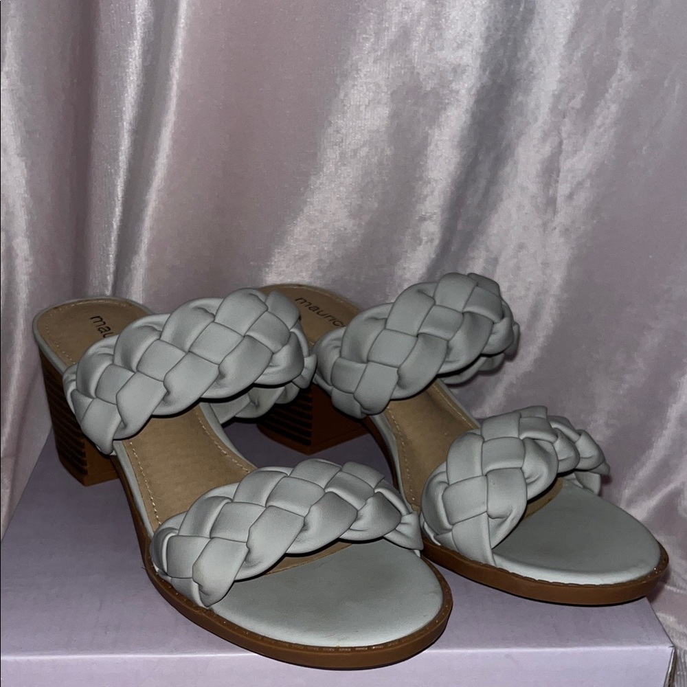 Maurices Braided Light Gray Heeled Sandals